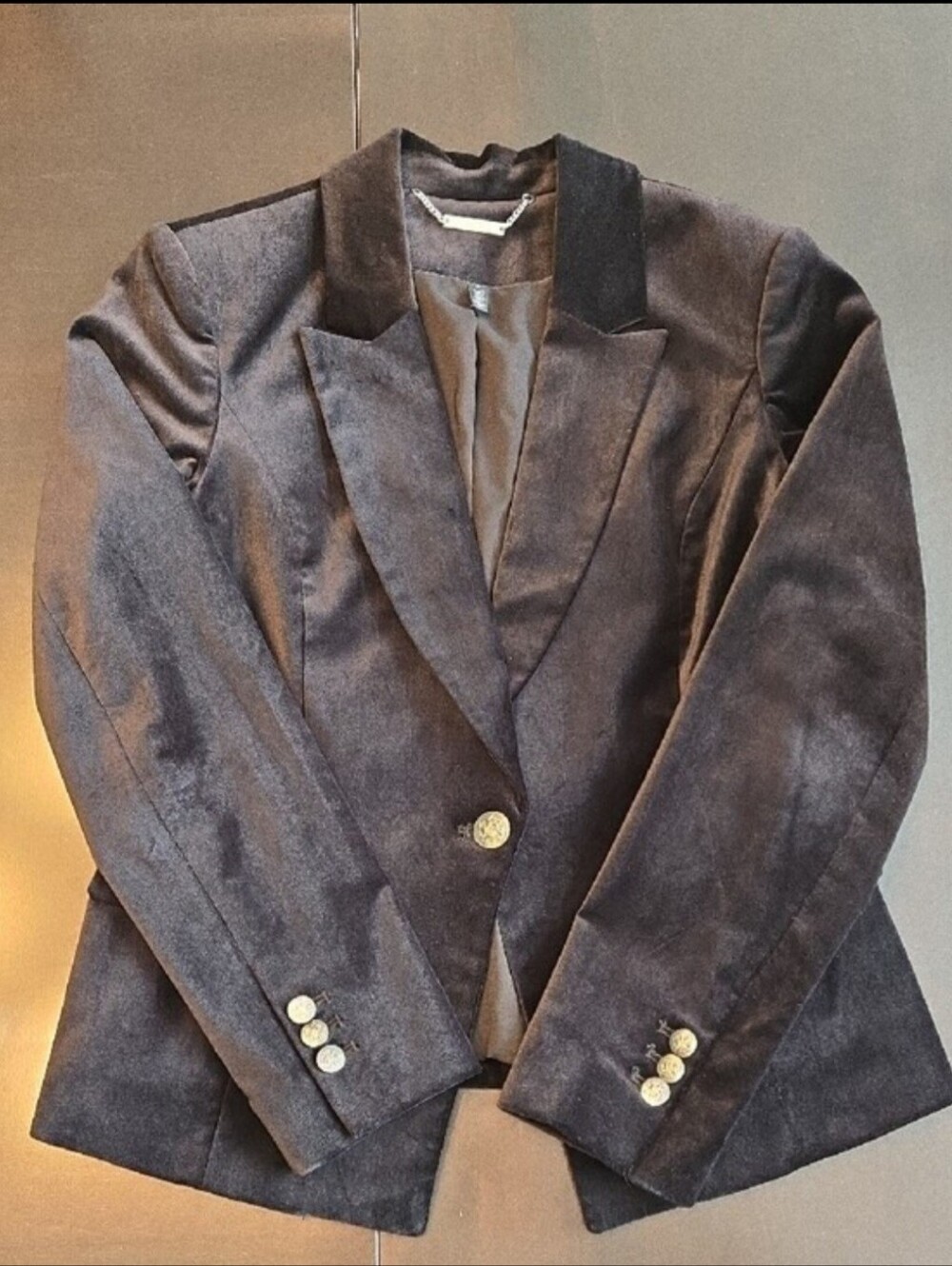 White House Black Market Black Velvet Single-Button Blazer